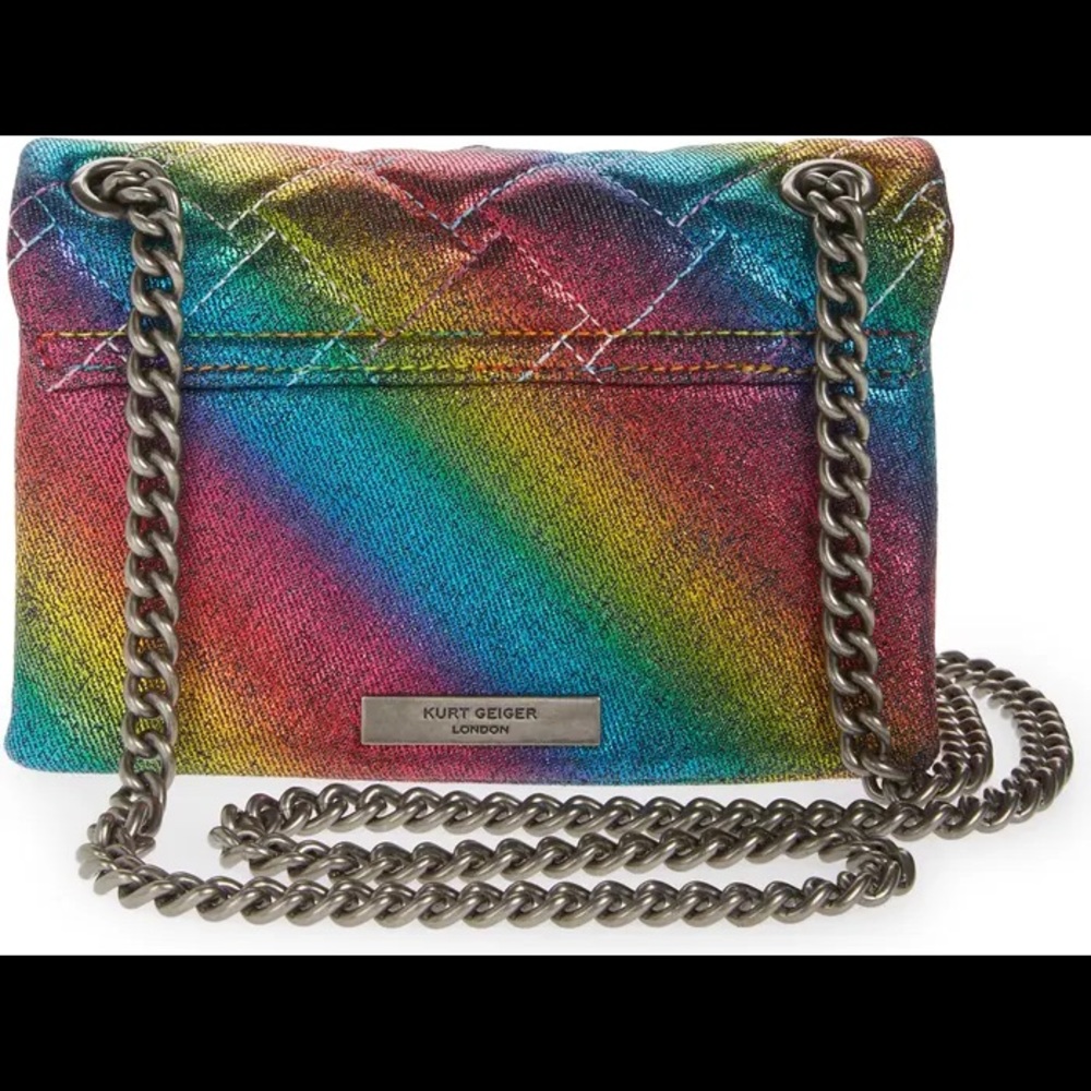 NWT KURT GEIGER LONDON Mini Rainbow Kensington Quilted Shoulder Bag - Picture 4 of 6